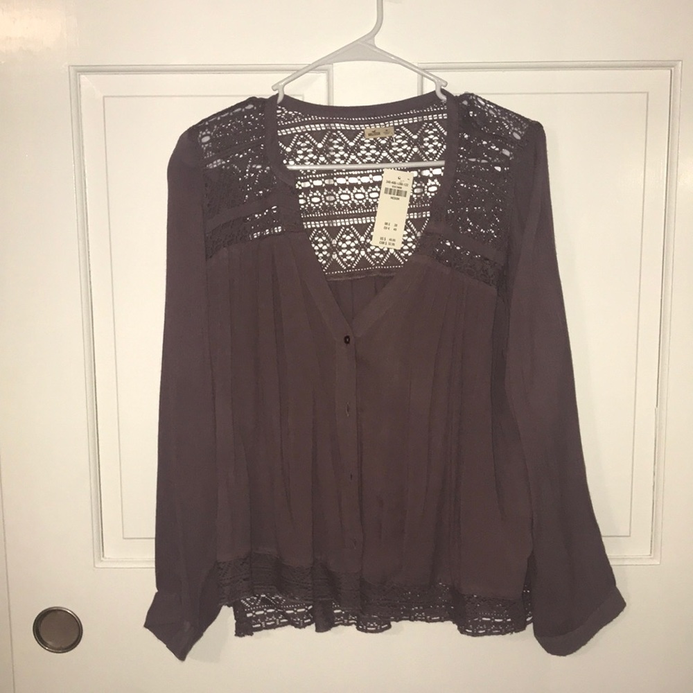 Boho light purple lace blouse